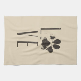 Liebe mit Pet Paw Print Brown Grunge Typografie Geschirrtuch