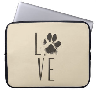 Liebe mit Pet Paw Print Brown Grunge Typografie Laptopschutzhülle