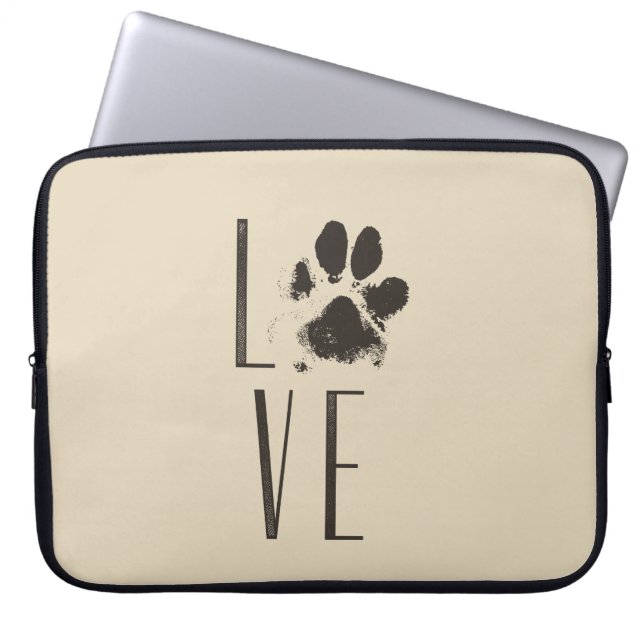Liebe mit Pet Paw Print Brown Grunge Typografie Laptopschutzhülle (Vorderseite)