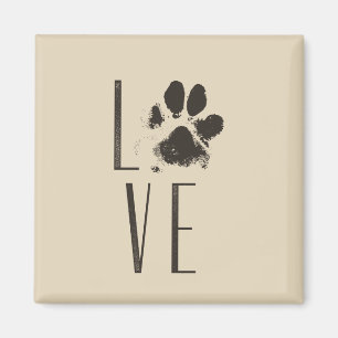 Liebe mit Pet Paw Print Brown Grunge Typografie Magnet