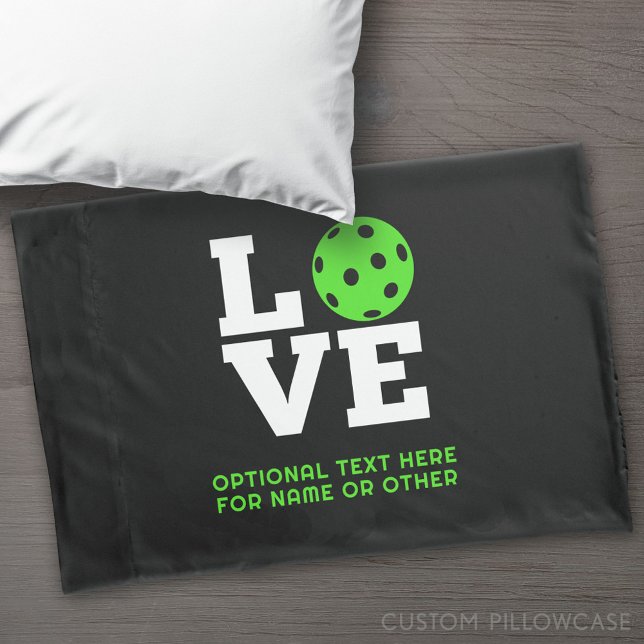 LIEBE mit Pickle-Kugel für O-grünes Pickleball Kissenbezug (Custom Pillowcase)