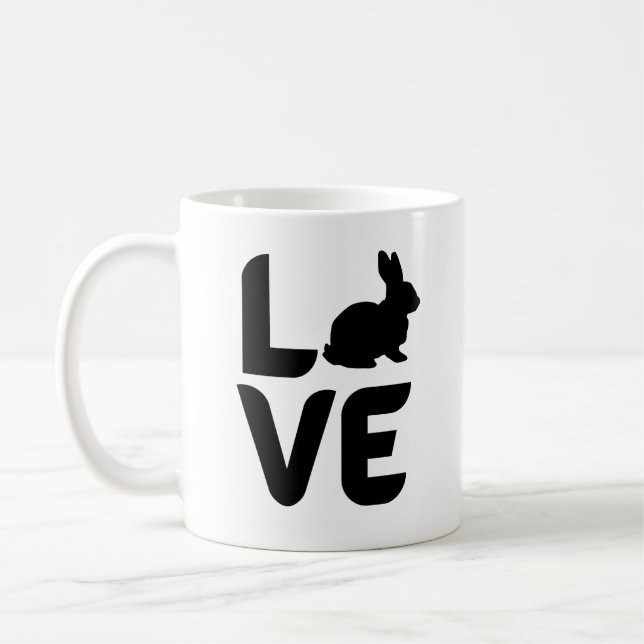 Liebe mit Rabbit Black Design Kaffeetasse (Links)