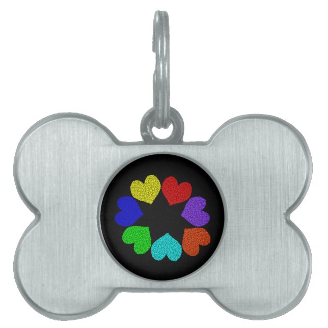 Liebe mit Regenbogen-Blumenmuster Tiermarke (Vorderseite)