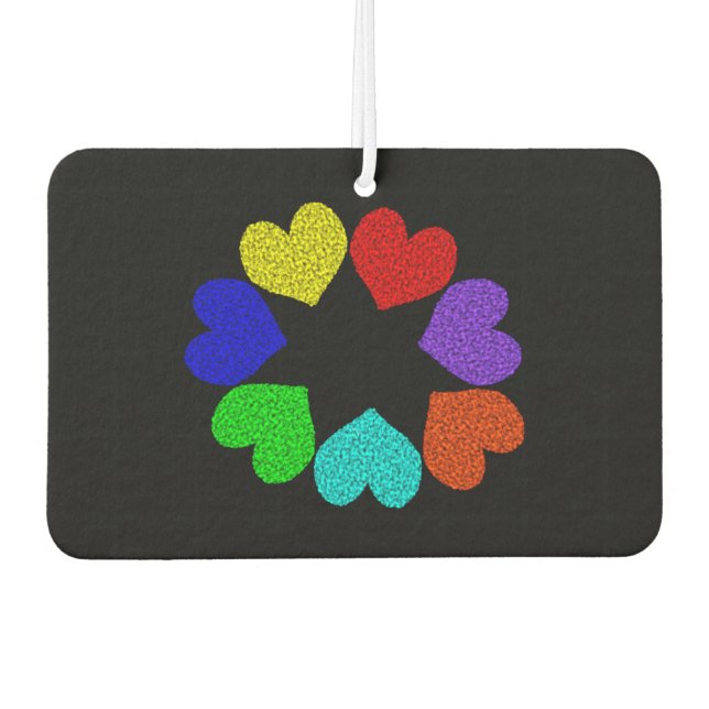 Liebe mit Regenbogen-Blütenblättern Autolufterfrischer (Vorderseite)