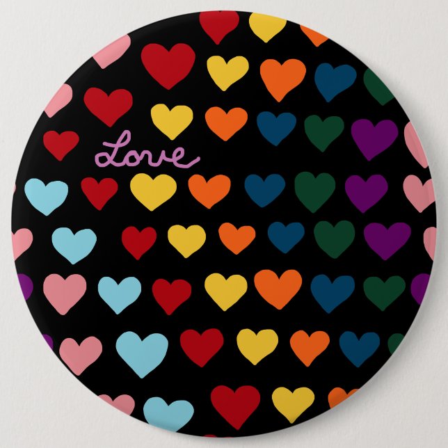 Liebe mit Regenbogen der Herzen Button (Vorderseite)