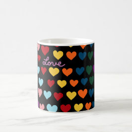 Liebe mit Regenbogen der Herzen Kaffeetasse