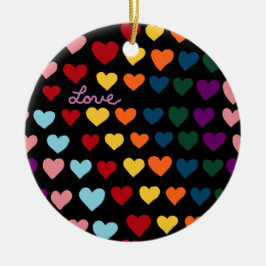 Liebe mit Regenbogen der Herzen Keramik Ornament