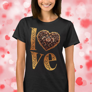 Liebe mit romantischem filigranem rosa Herz T-Shirt