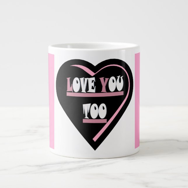 Liebe mit rosa Farbbanddesign Jumbo-Tasse (Vorderseite)