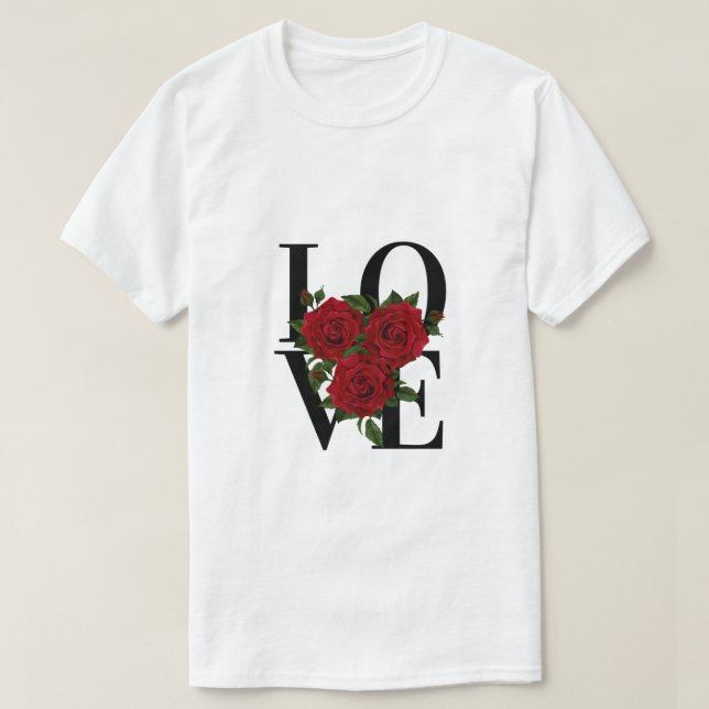 LIEBE mit Rote Rosen T-Shirt (Design vorne)
