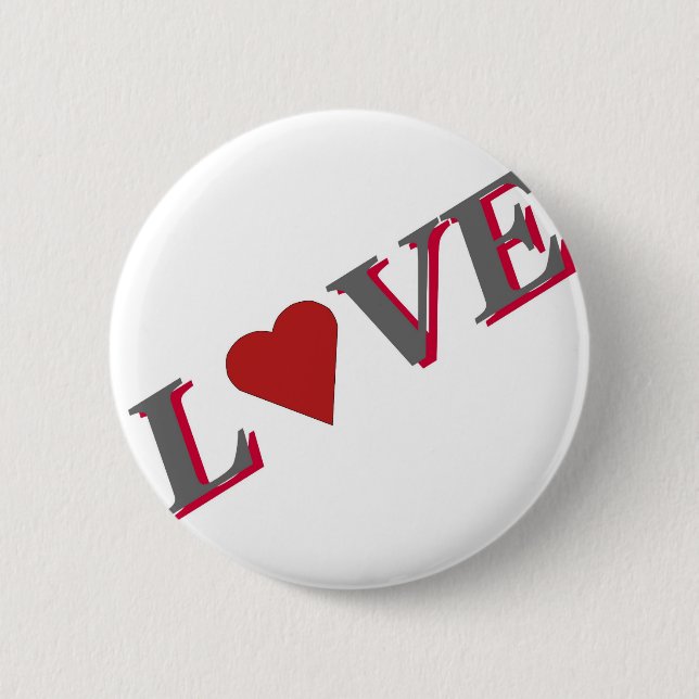 Liebe mit Rotem Herzen Button (Vorderseite)