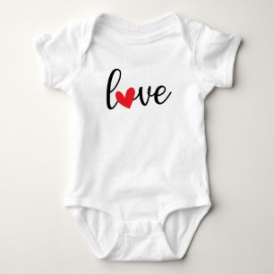 Liebe mit rotem Herzen, einfaches Design Baby Strampler