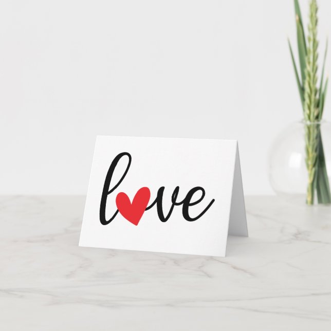 Liebe mit Rotem Herzen, Hübsche und einfache BLANK Karte (Vorderseite)