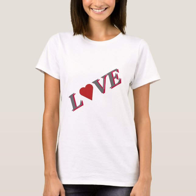 Liebe mit Rotem Herzen T-Shirt (Vorderseite)