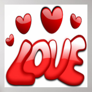 LIEBE MIT ROTEN HERZCHEN POSTER
