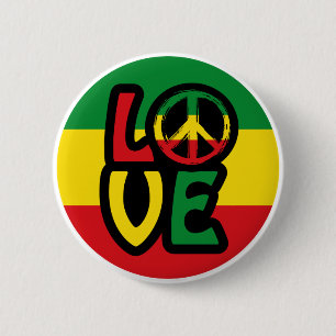 LIEBE mit Ruhesymbol, Reggae-Stil Button
