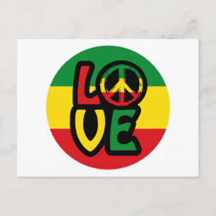 LIEBE mit Ruhesymbol, Reggae-Stil Postkarte