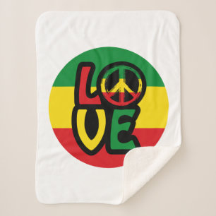 LIEBE mit Ruhesymbol, Reggae-Stil Sherpadecke