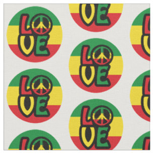 LIEBE mit Ruhesymbol, Reggae-Stil Stoff