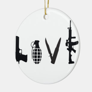 Liebe mit Waffen Keramikornament