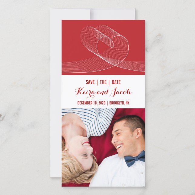 Liebe mit weißer Loopie auf Minimalistischem Foto Save The Date (Vorderseite)