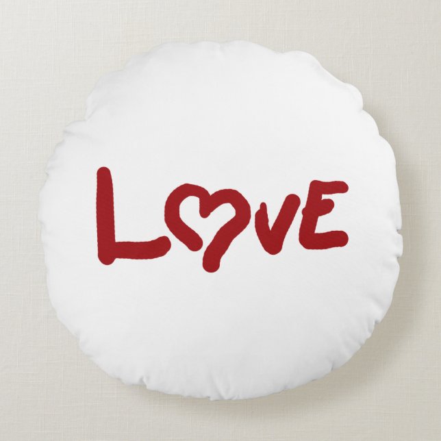 Liebe mit zweiseitigem Schwarzweiß mit rotem Text Rundes Kissen (Vorderseite)