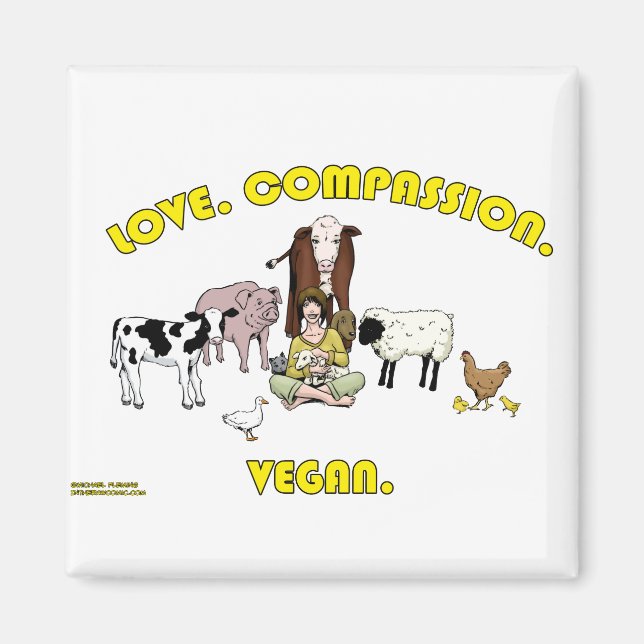 Liebe. Mitgefühl. Vegan. Magnet (Vorne)