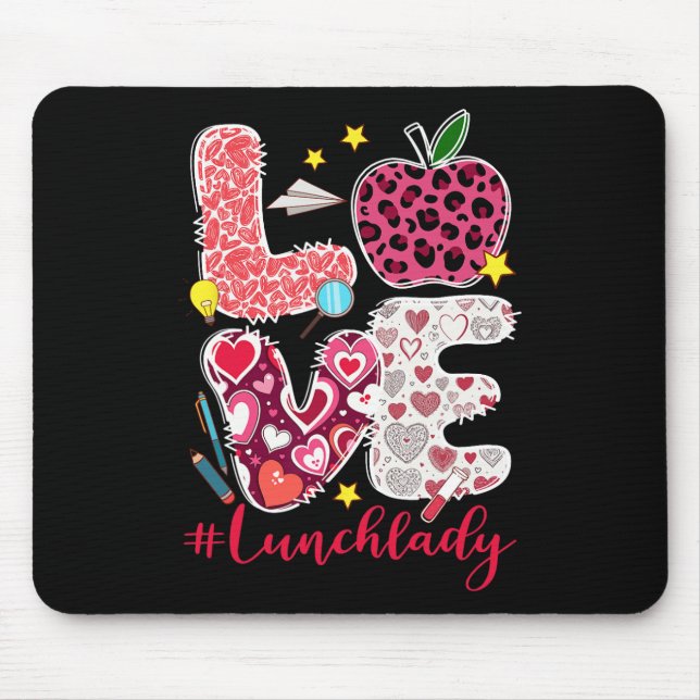 Liebe Mittagessen-Dame Herz Valentinstag Cafeteria Mousepad (Vorne)