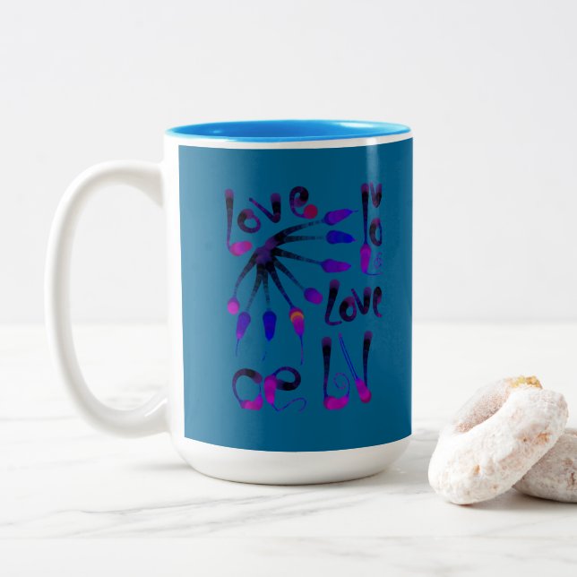 LIEBE_MODERN_BLUE_SO NIEDLICH ZWEIFARBIGE TASSE (Mit Donut)