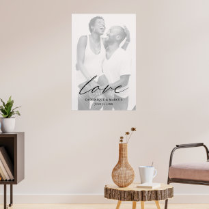 Liebe Moderne Chic Kalligrafie Einfache Foto Hochz Poster