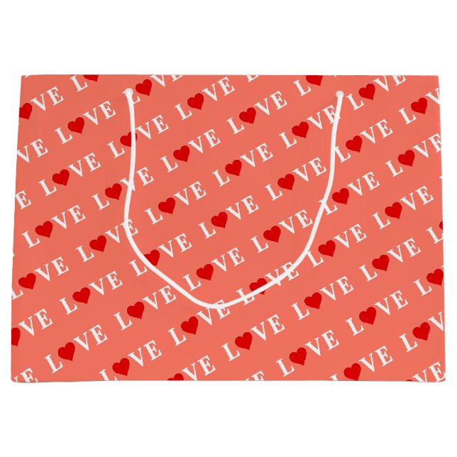 LIEBE Moderne elegante Muster orange Große Geschenktüte (Vorderseite)