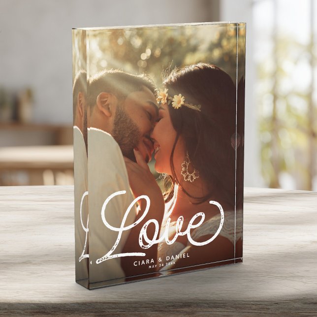 LIEBE Moderne Kalligrafie Einfache Hochzeitssache Fotoblock (Von Creator hochgeladen)