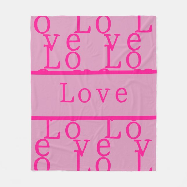 Liebe Moderne rosa-pinke Typografie Fleecedecke (Vorderseite)