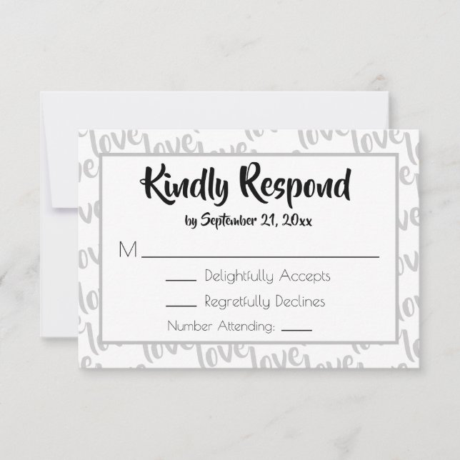 Liebe Moderne Script Typografy UAWG RSVP Karte (Vorderseite)