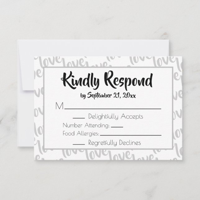 Liebe Moderne Script Typografy UAWG RSVP Karte (Vorderseite)
