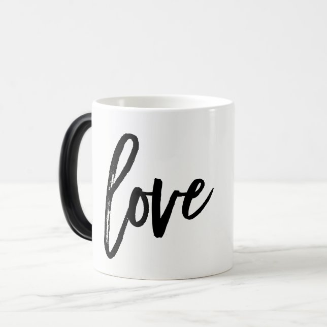 Liebe Moderne Trendschrift Typografie Typ Black Verwandlungstasse (Vorderseite Links)