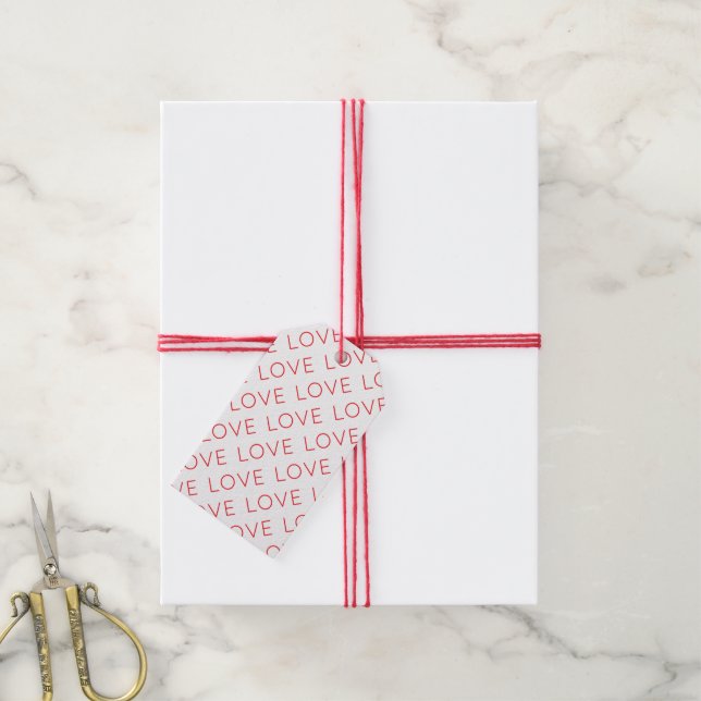 LIEBE Moderne Typografie Red Hot Valentine Fun Geschenkanhänger (Mit Garn)