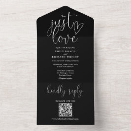 Liebe Moderner QR-Code Schwarz-Weiß-Hochzeit All In One Einladung