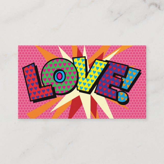 LIEBE Moderner Typografischer Girly Pink Spaß Visitenkarte (Vorderseite)