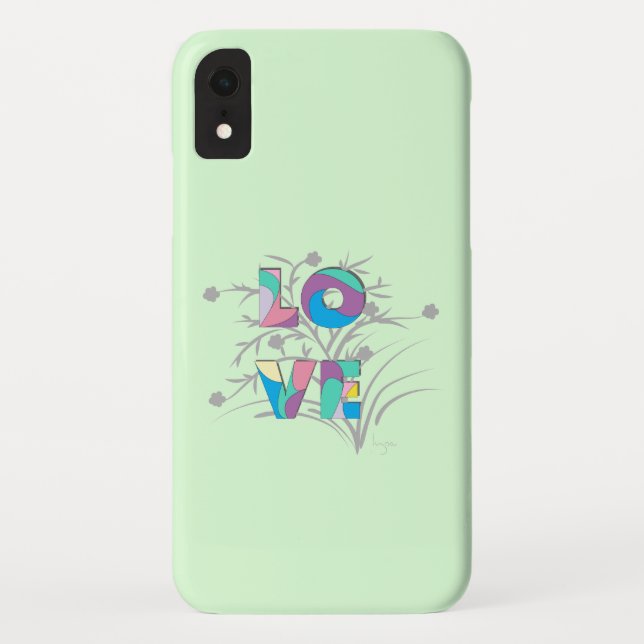 Liebe Modernes, grafisch-grünes iPhone Case (Rückseite)