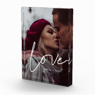 Liebe, modernes Kalligraphiepaar Fotoblock