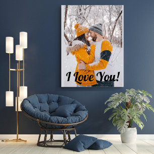 Liebe Modernes Skript Couple Foto Elegante Leinwanddruck