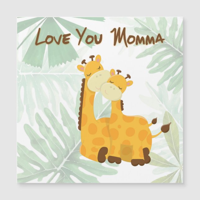 Liebe Momma Two Giraffes Mother's Day Magnet (Vorderseite)
