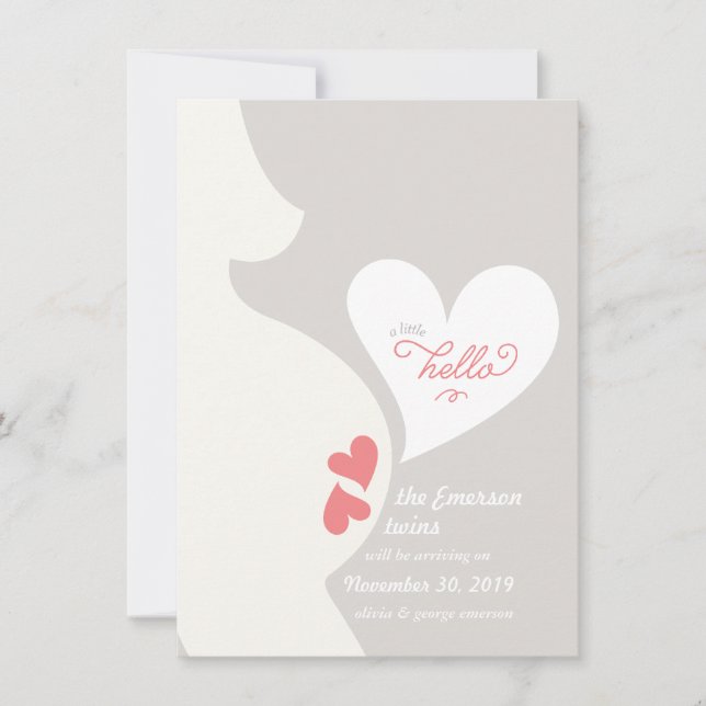 Liebe Mommy's Tummy Twins Schwangerschaft Ankündig Ankündigung (Vorderseite)