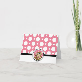 Liebe Monkey benutzerdefinierte Pink-Polka-Dotkart Dankeskarte