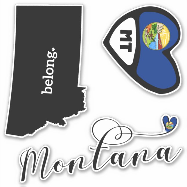 Liebe Montana, 3 Designs, Aufkleber Die (Vorderseite)