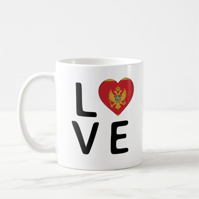 Liebe - Montenegro - Flagge Kaffeetasse (Links)