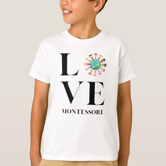 Liebe | Montessori | Kinder auf der ganzen Welt T-Shirt (Vorderseite)