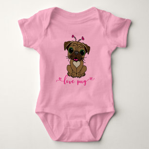 Liebe Mops Hund Valentinstag Baby Strampler