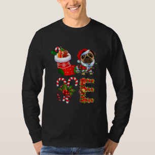 Liebe Mops Hund Weihnachtslicht Hundetier T-Shirt